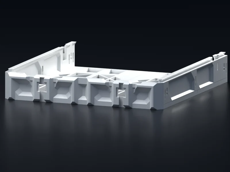 The back of a white 2W-0.5H case: a low back wall with no peg slots in it