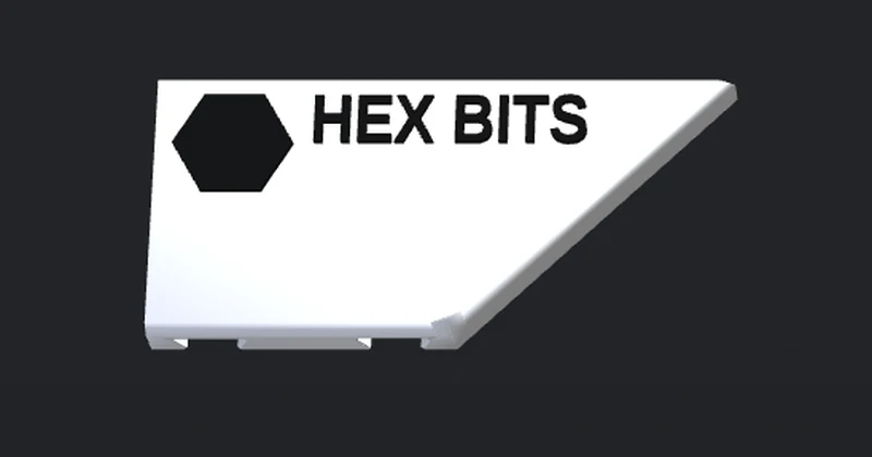 An EdgeLabel label reading HEX BITS with a bit icon, black text on a white label: easy to read