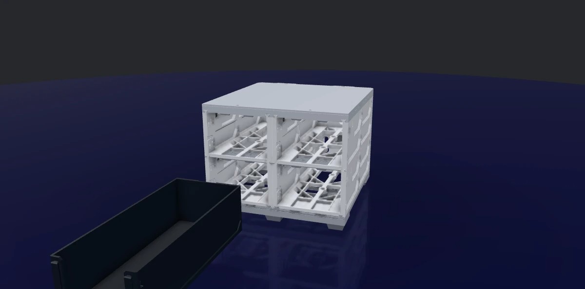 Animation: the three drawers slide into the finished tabletop build