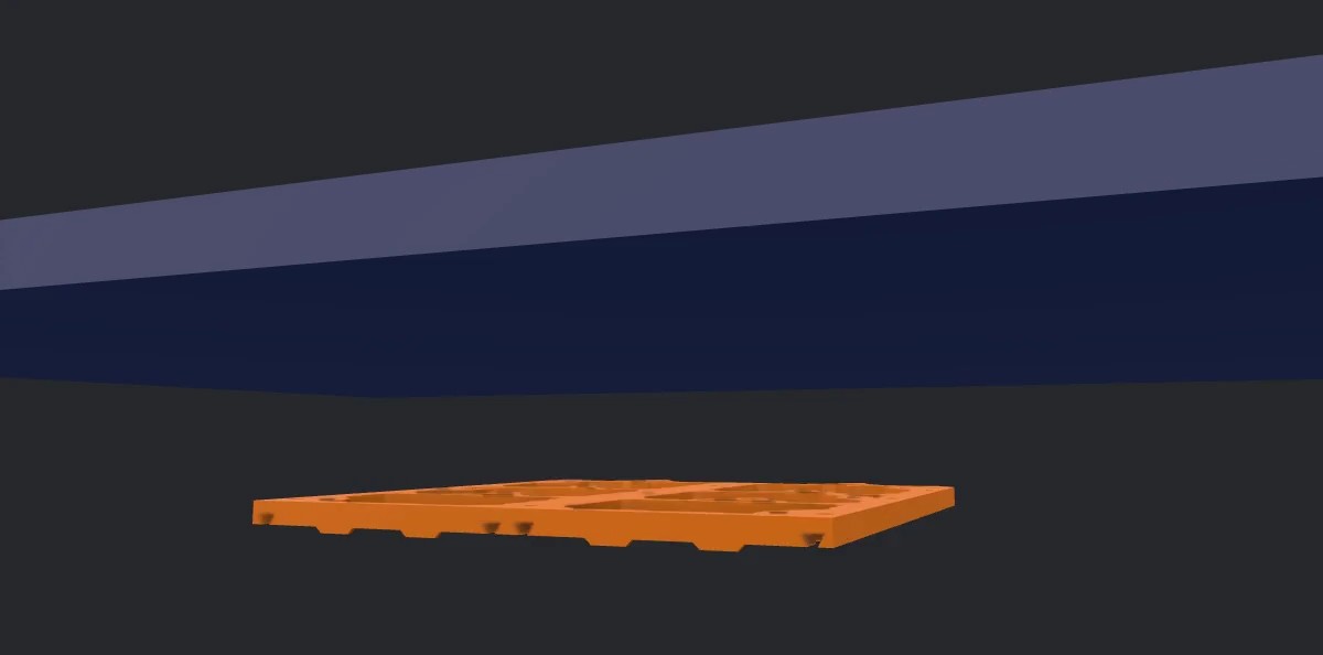 Animation: the under-table rail takes its position and wood screws drive up into the surface