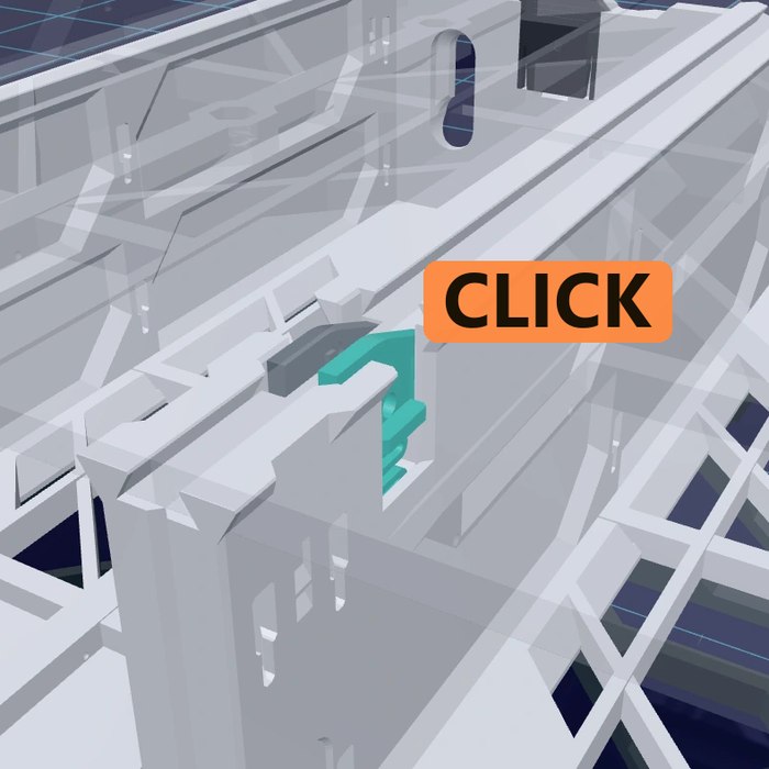 X-ray view: the spring snaps the tab up into the keyhole with a click
